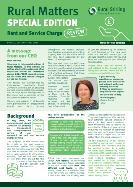 Special Edition Rural Matters :Rent and Service Charge Review